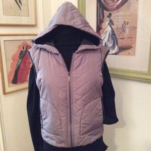 Zip up, hooded nylon vest